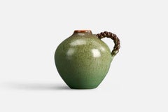 Swedish Designer, Vase, Green and Brown-Glazed Earthenware, Sweden, 1940s