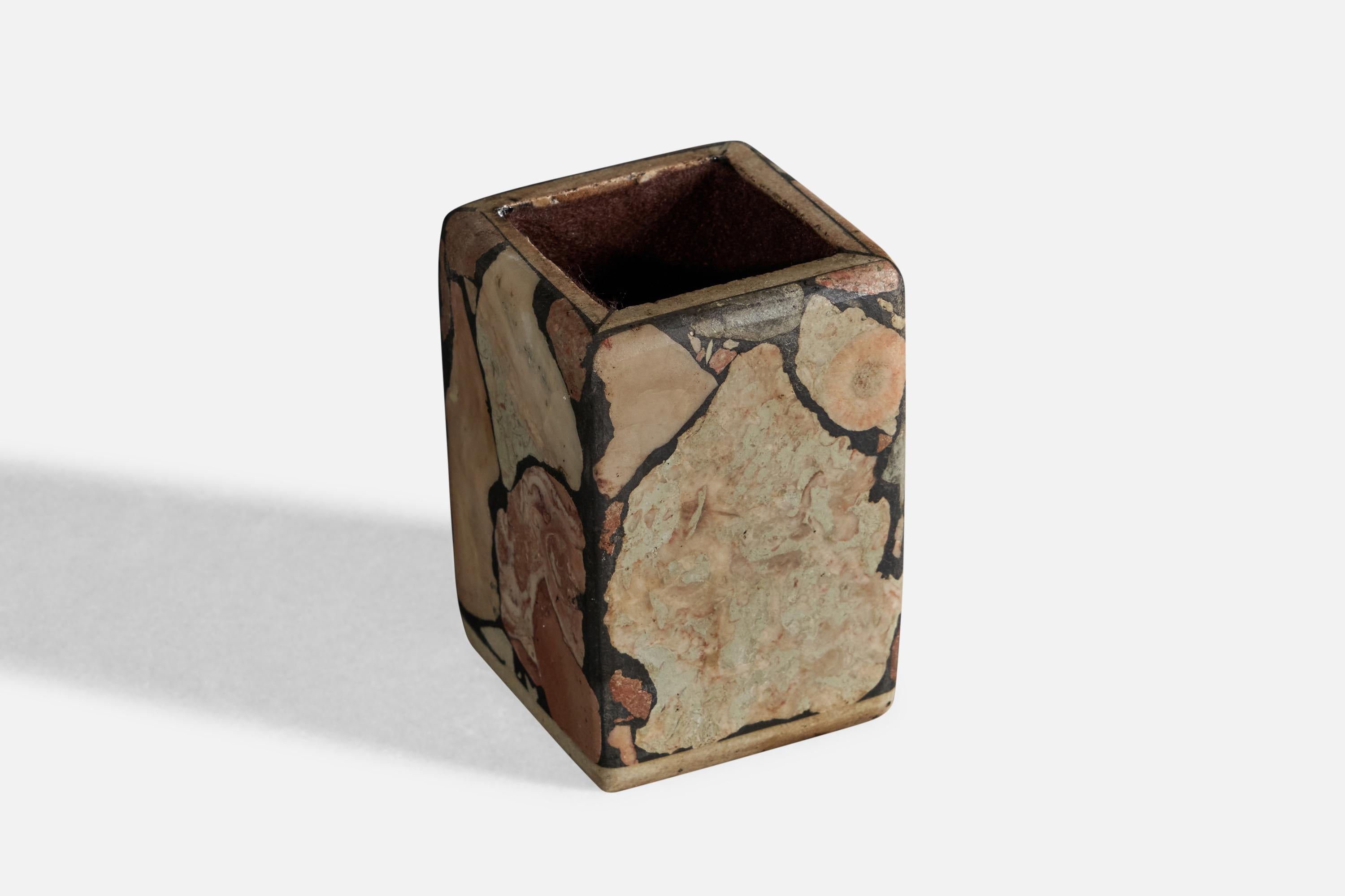 A fossil-stone vase, designed and produced in Gotland, Sweden, c. 1970s.