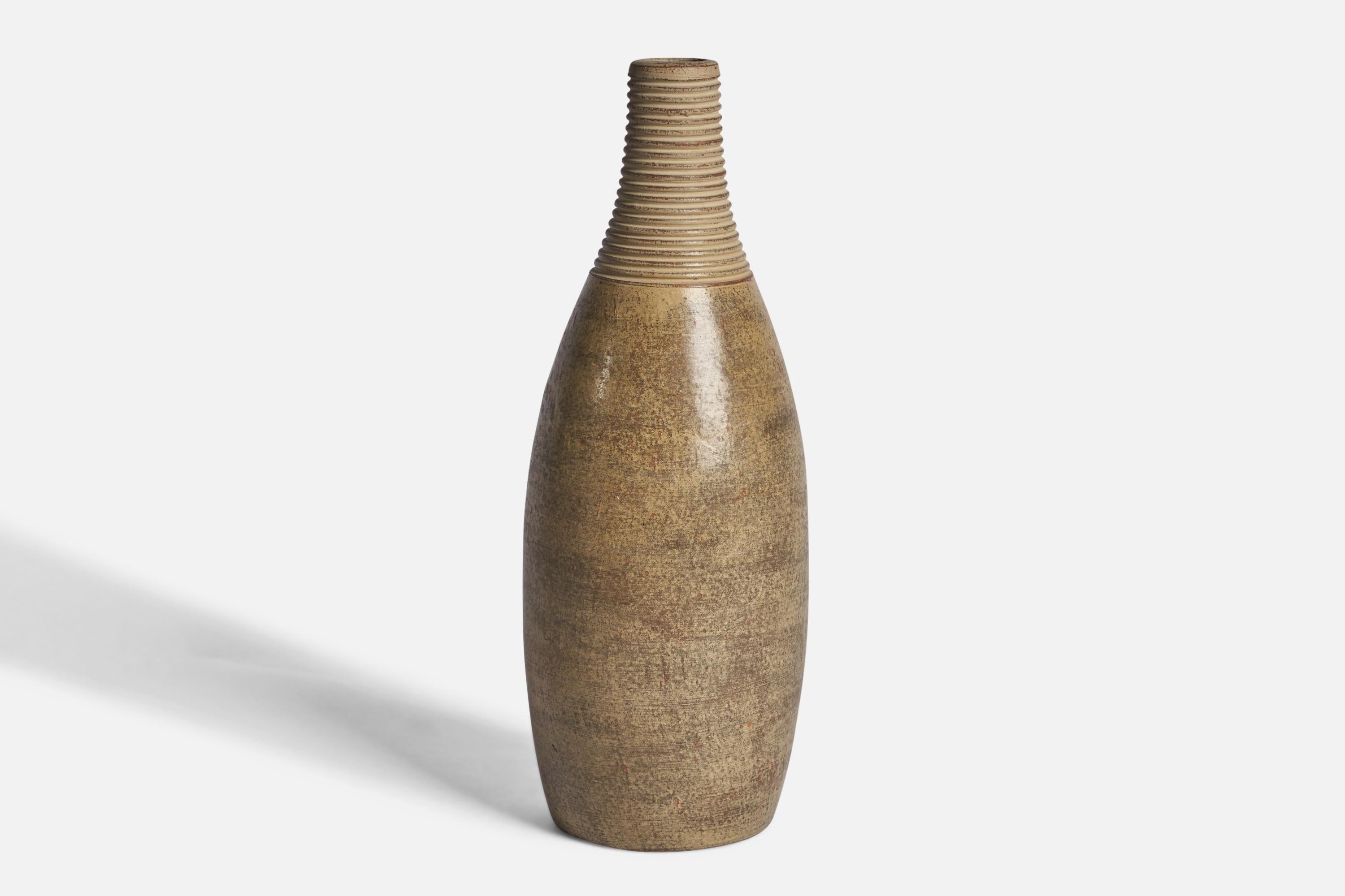 A sizeable grey-glazed stoneware vase designed and produced in Sweden, 1940s.