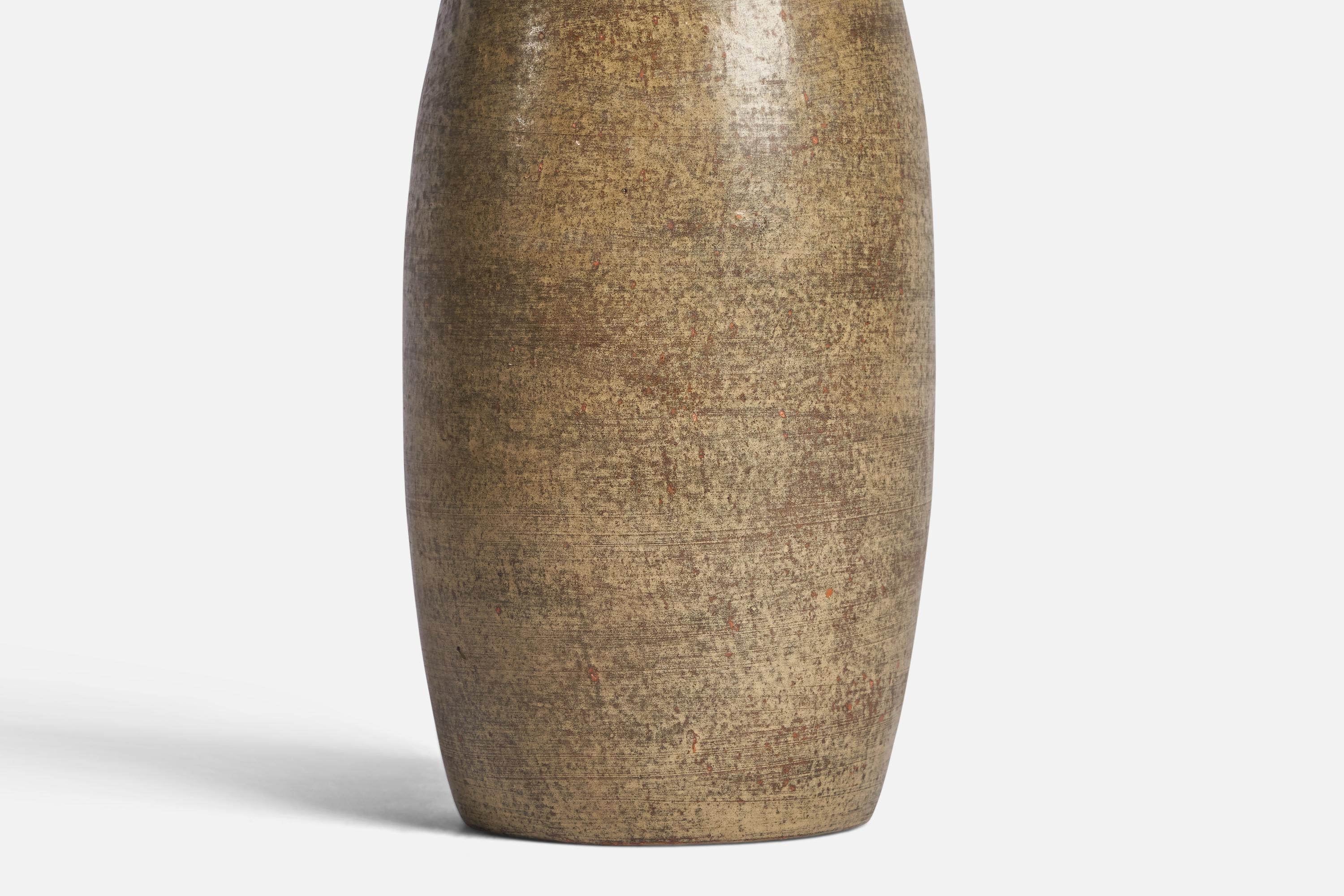 Mid-20th Century Swedish Designer, Vase, Stoneware, Sweden, 1940s For Sale