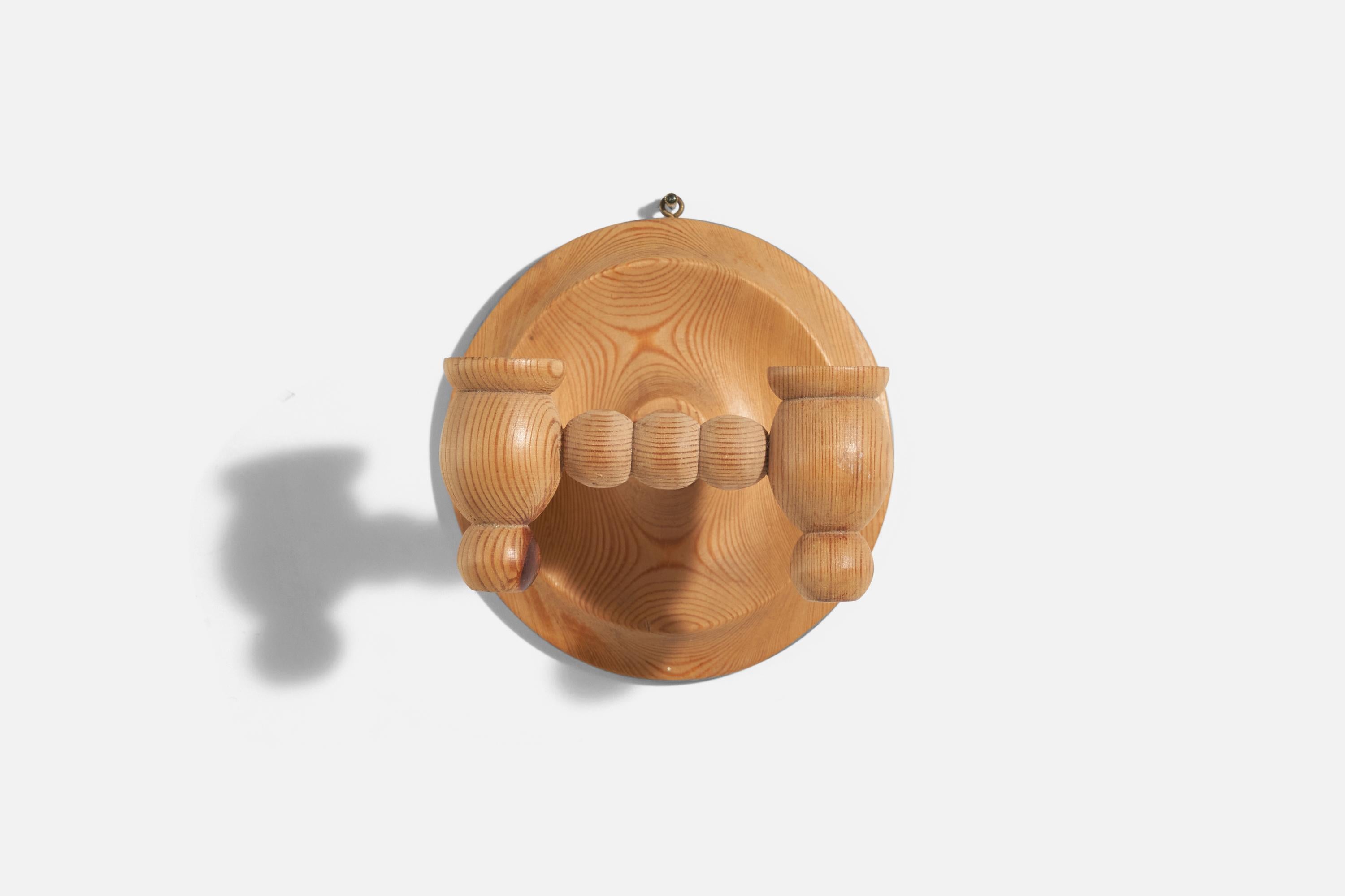 Late 20th Century Swedish Designer, Wall Candle Holder, Pine, Sweden, 1970s For Sale