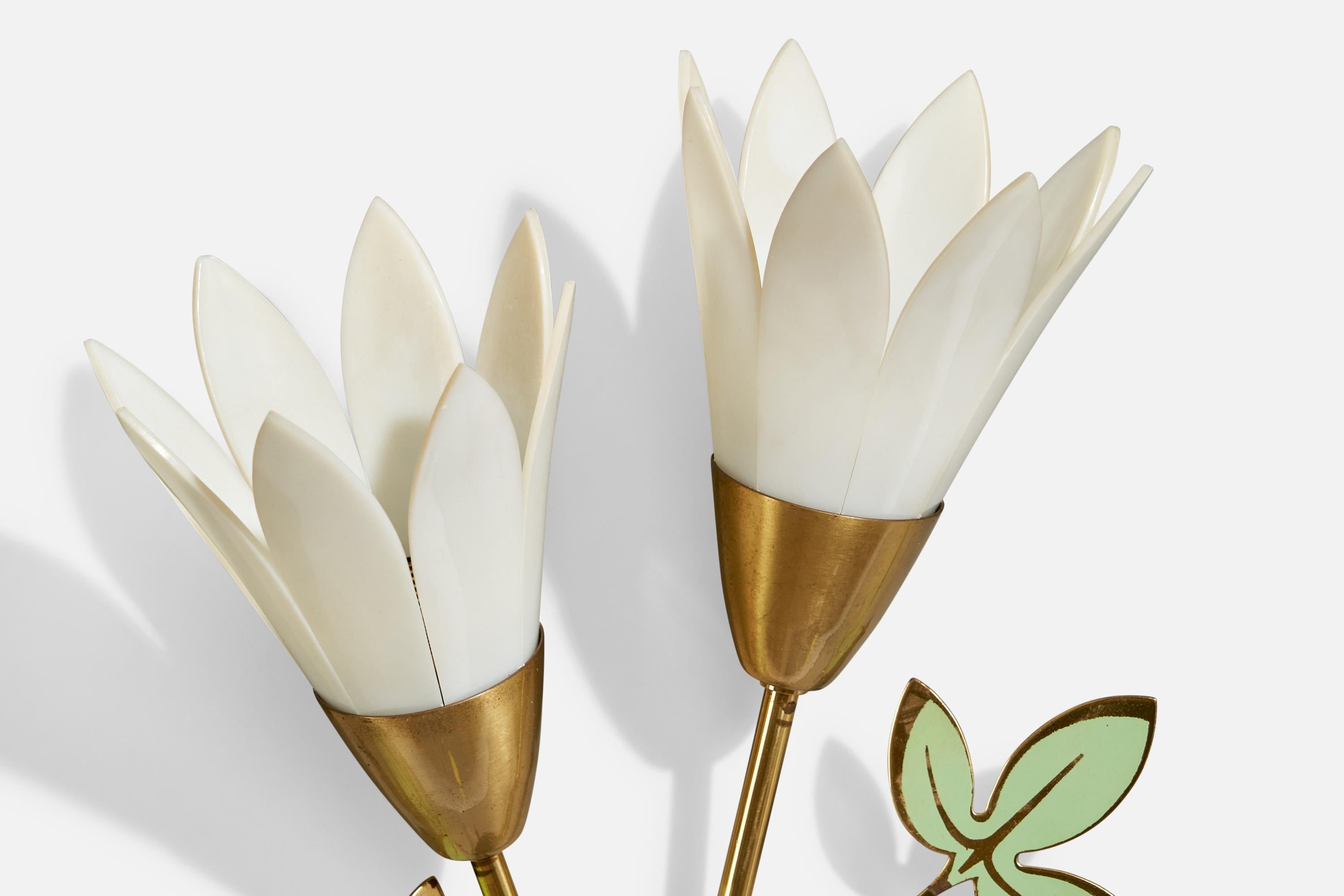 Late 20th Century Swedish Designer, Wall Light, Brass, Acrylic, Sweden, 1970s For Sale