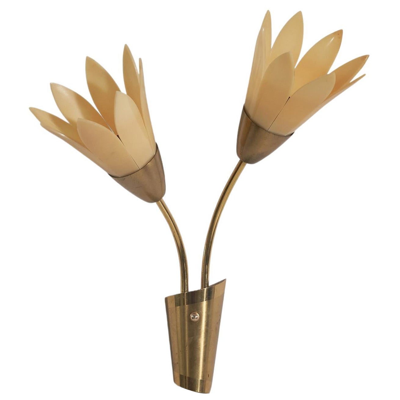 Swedish Designer, Wall Light, Brass, Acrylic, Sweden, c. 1950s