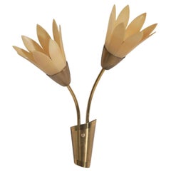 Swedish Designer, Wall Light, Brass, Acrylic, Sweden, c. 1950s
