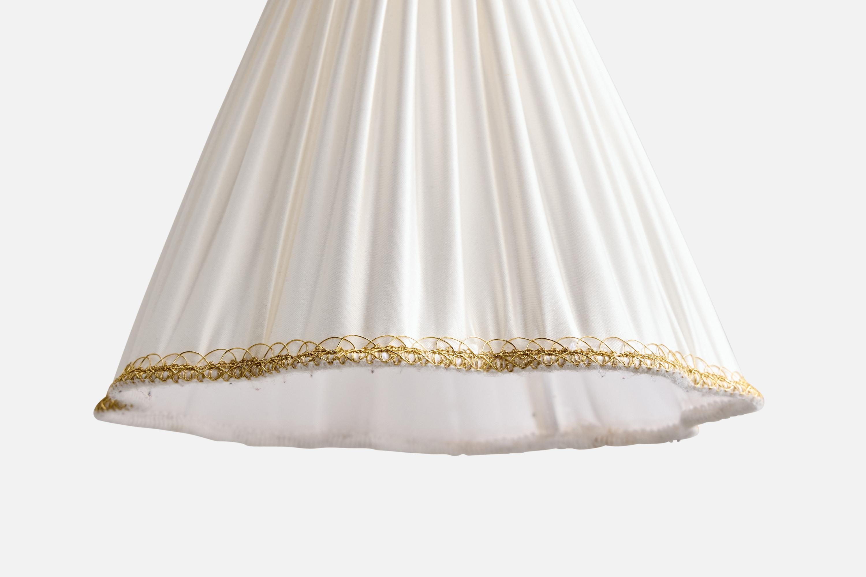 Swedish Designer, Wall Light, Brass, Fabric, Sweden, 1940s en vente 3