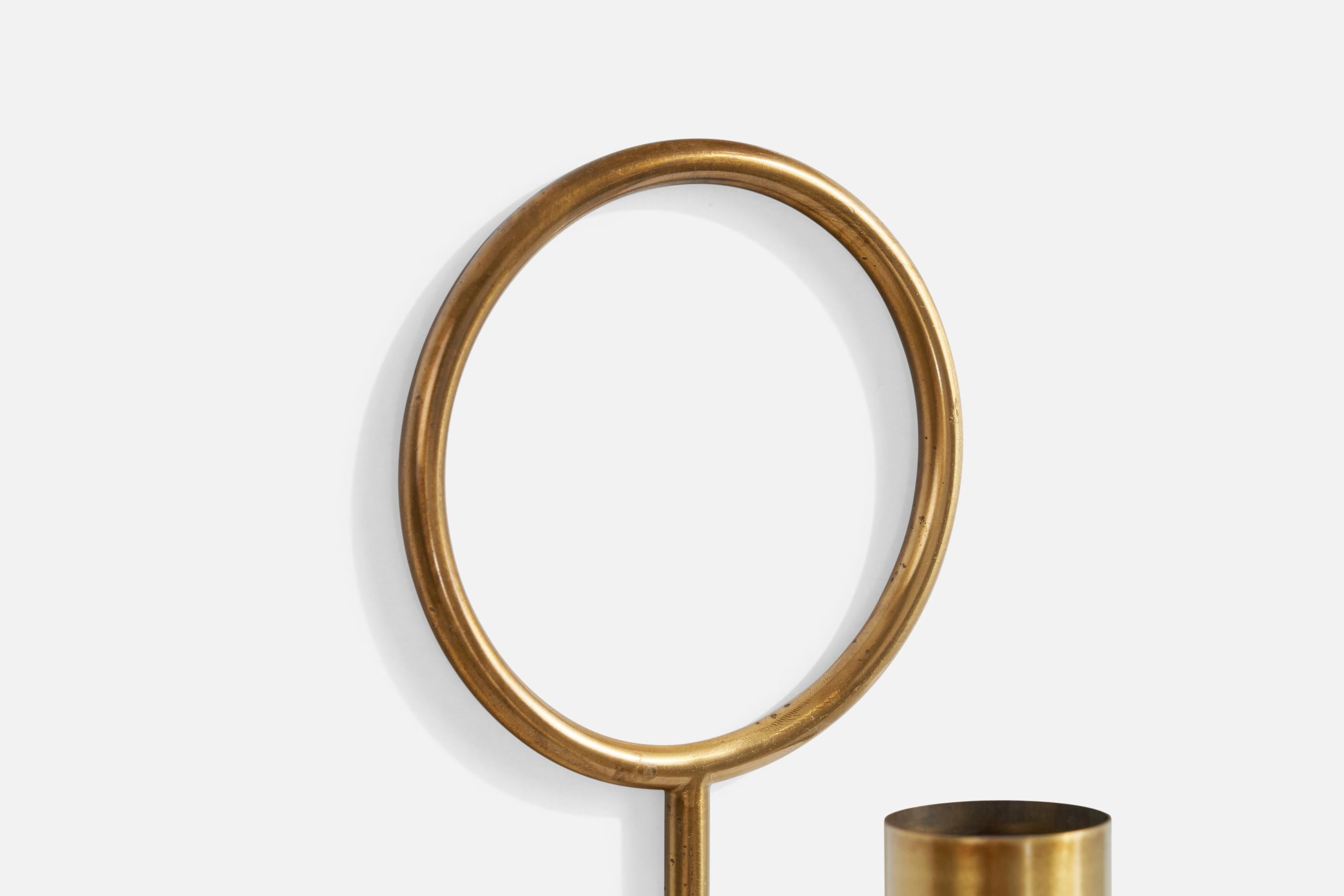 Metà XX secolo Swedish Designer, Wall Light, Brass, Fabric, Sweden, 1940s in vendita