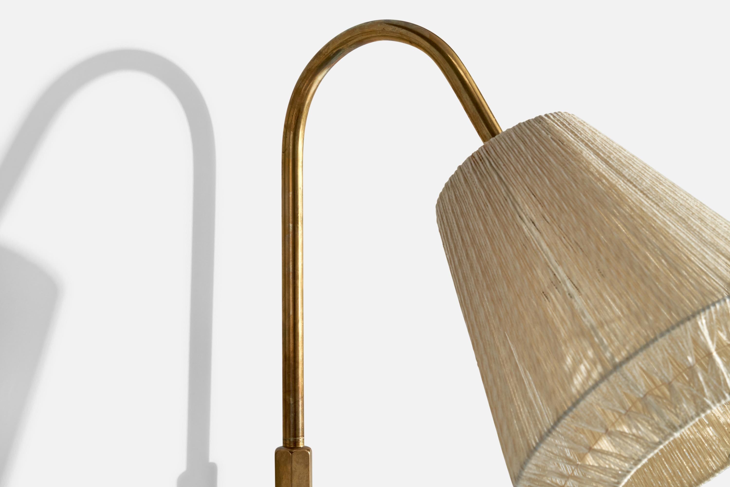 Swedish Designer, Wall Light, Brass, Fabric, Sweden, 1940s 3