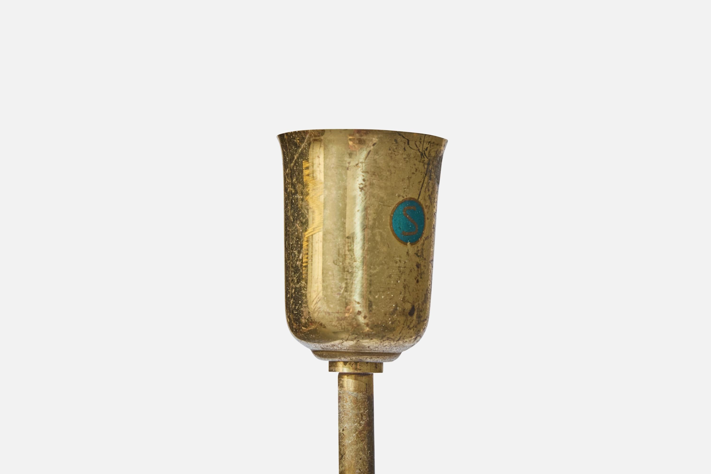 Lampada da parete di design svedese, ottone, tessuto, Svezia, anni '1940 in vendita 2