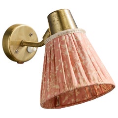 Swedish Designer, Wall Light, Brass, Fabric, Sweden, 1940s