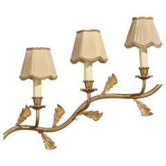 Swedish Designer, Wall Light, Brass, Fabric, Sweden, 1940s