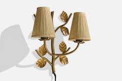 Diseñador sueco, aplique, latón, tela, Suecia, años 50