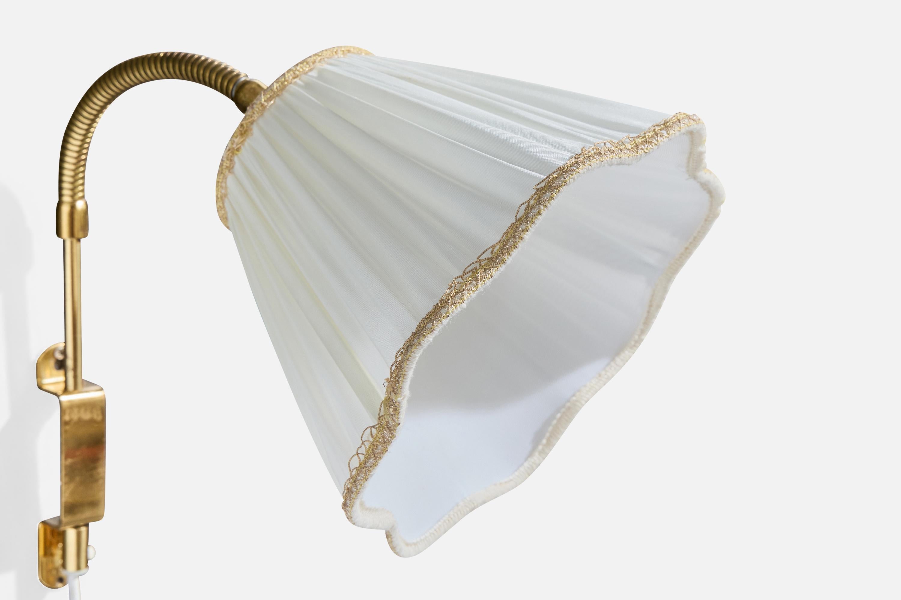 Diseñador sueco, aplique, latón, tela, Suecia, años 50 Tela en venta