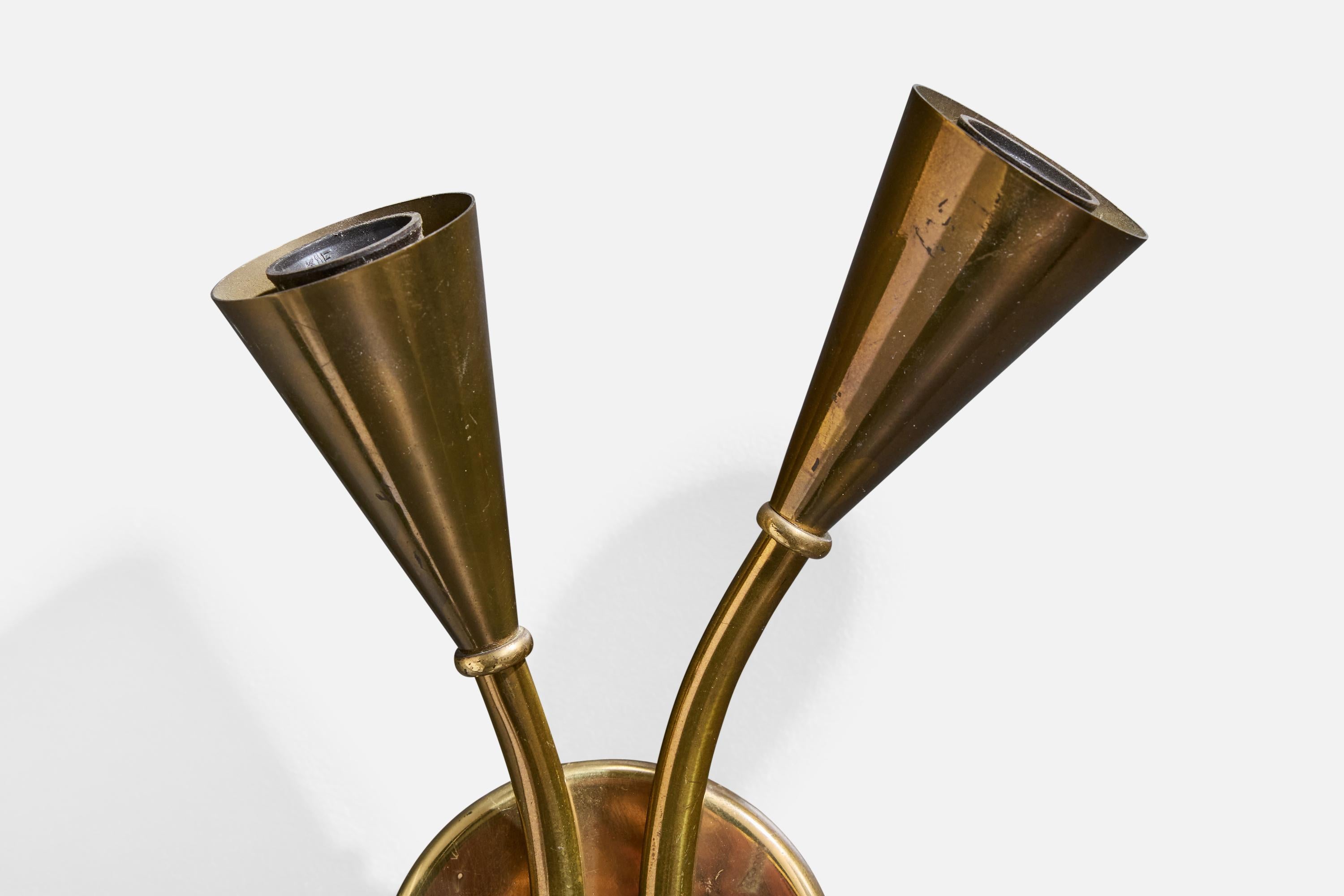 Diseñador sueco, aplique, latón, tela, Suecia, años 50 Tela en venta