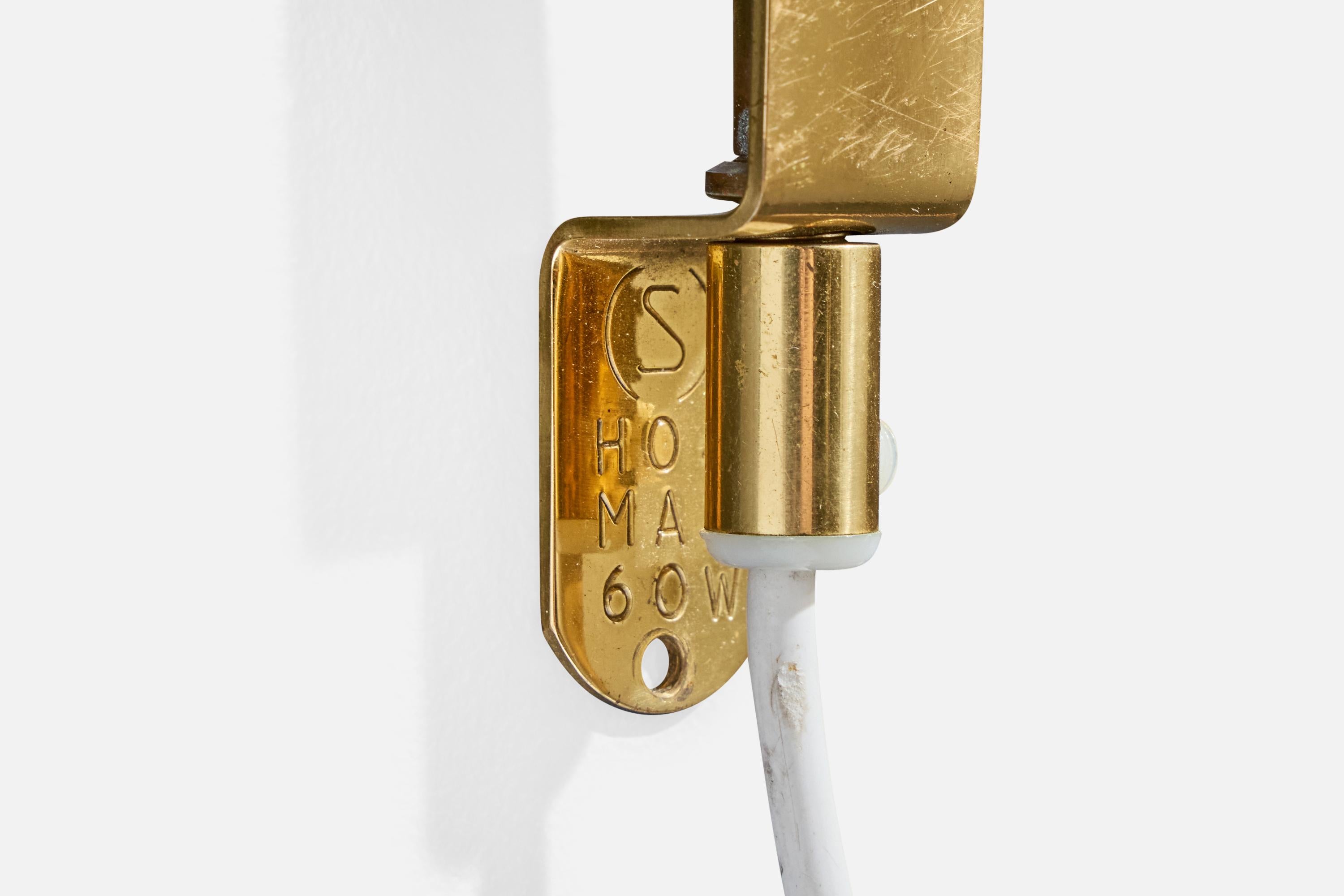 Diseñador sueco, aplique, latón, tela, Suecia, años 50 en venta 1