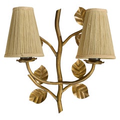 Diseñador sueco, aplique, latón, tela, Suecia, años 50