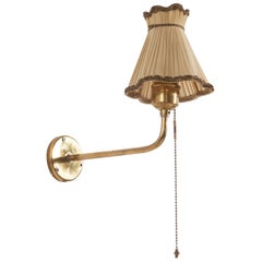 Swedish Designer, Wall Light, Brass, Fabric, Sweden, c. 1940s