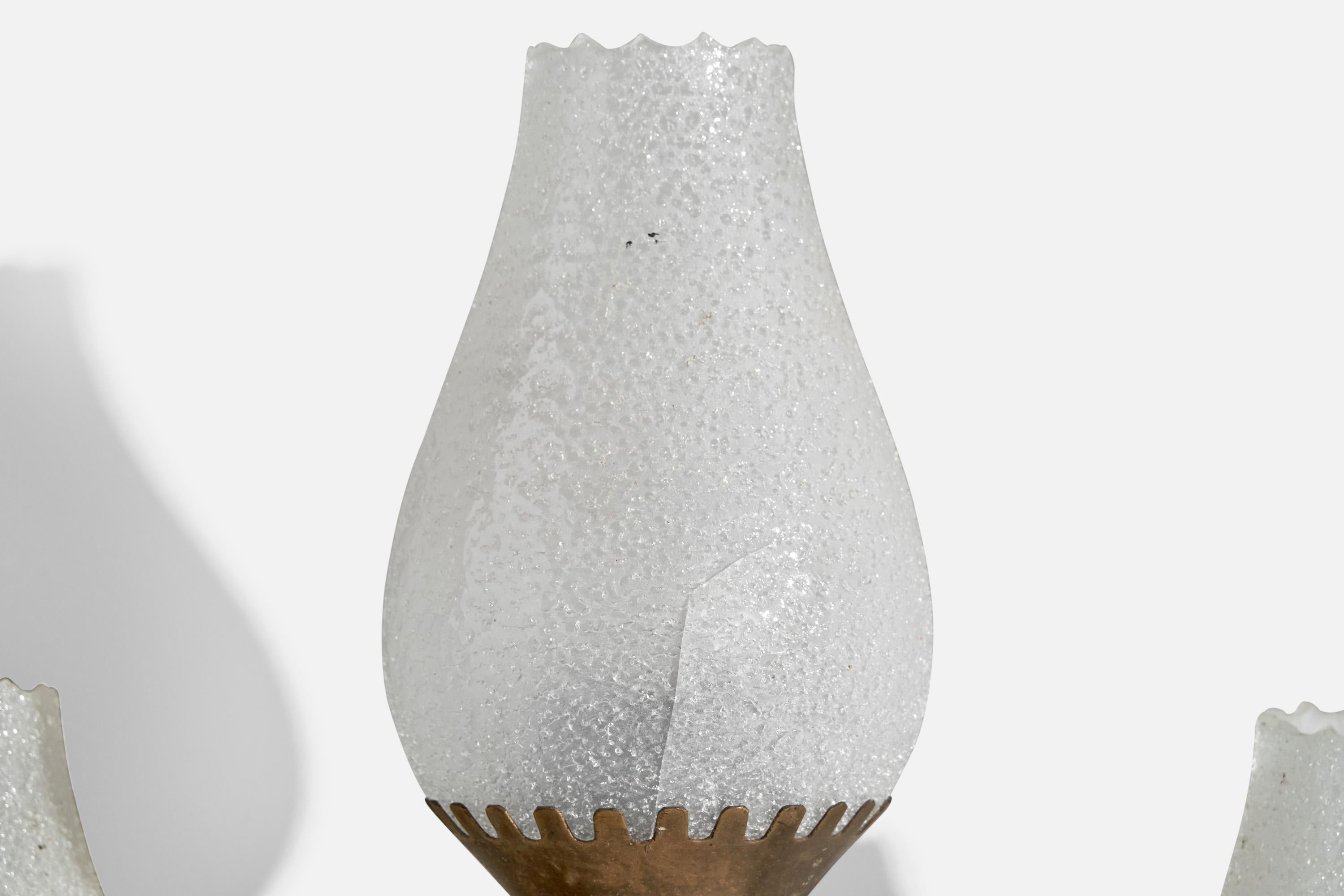 Swedish Designer, Wall Light, Brass, Glass, Sweden, 1930s For Sale 3