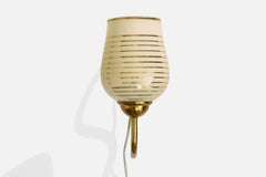Swedish Designer, Wall Light, Brass, Glass, Sweden, 1940s