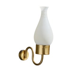 Diseñador sueco, aplique, latón, cristal, Suecia, años 40