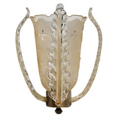 Swedish Designer, Wall Light, Brass, Glass, Sweden, 1940s