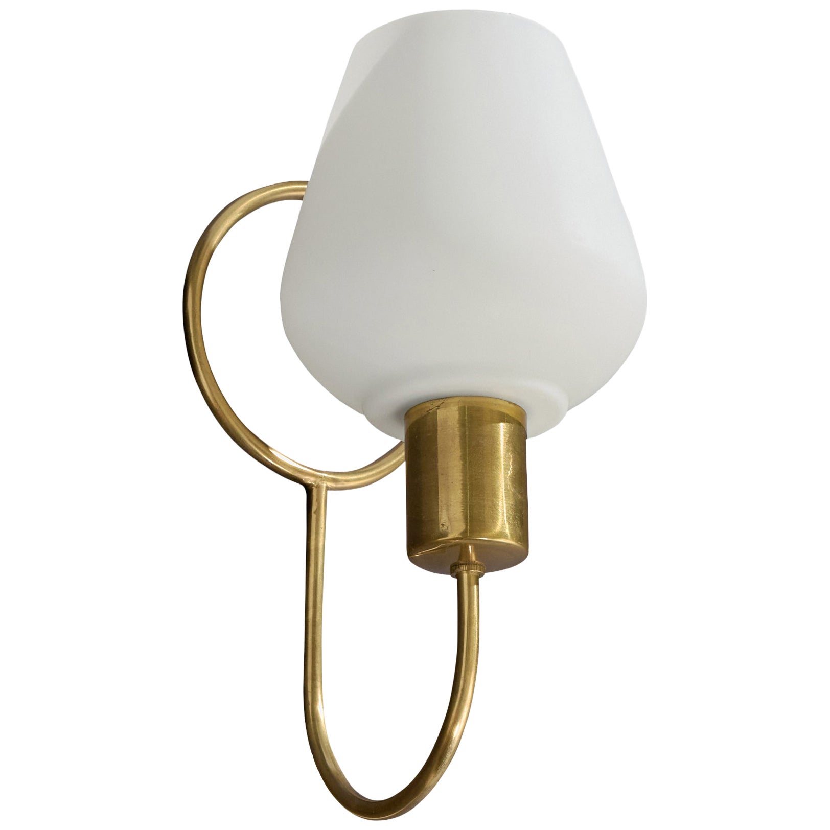 Lampada da parete di design svedese, ottone, vetro, Svezia, anni '50