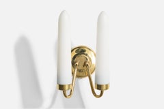 Swedish Designer, Wall Light, Brass, Glass, Sweden, 1960s