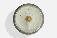 Swedish Designer, Wall Light, Brass, Glass, Sweden, 1960s