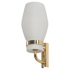 Swedish Designer, Wall Light, Brass, Glass, Sweden, c. 1950s