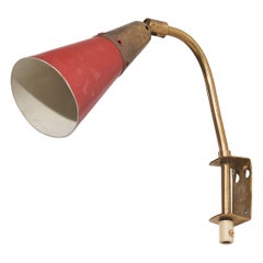 Swedish Designer, Wall Light, Brass, Lacquered Metal, Sweden, c. 1940s