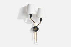 Swedish Designer, Wall Light, Brass, Metal, Fabric, Sweden, 1960s