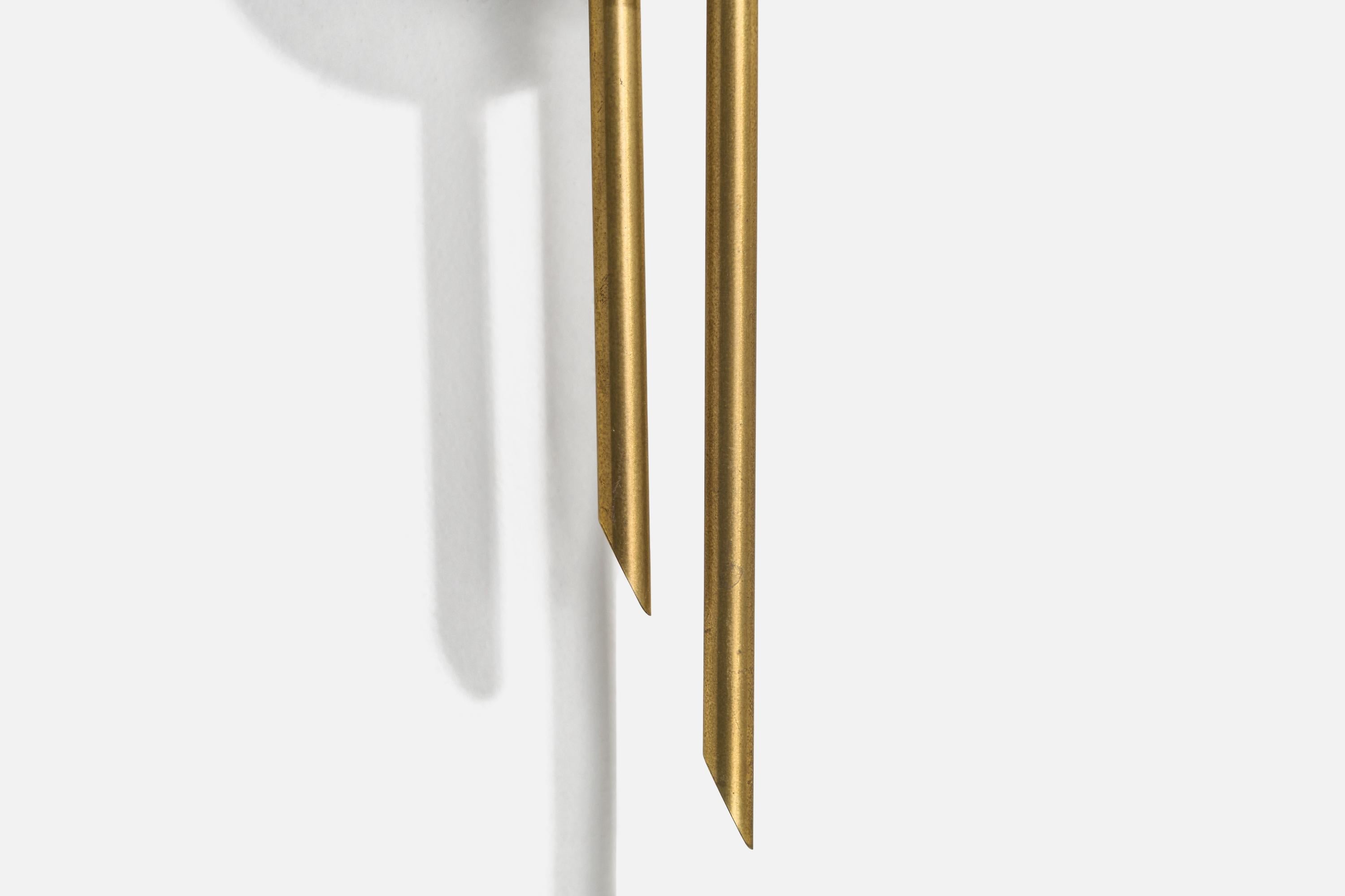 Swedish Designer, Wall Light, Brass, Metal, Fabric, Sweden, 1960s For Sale 1
