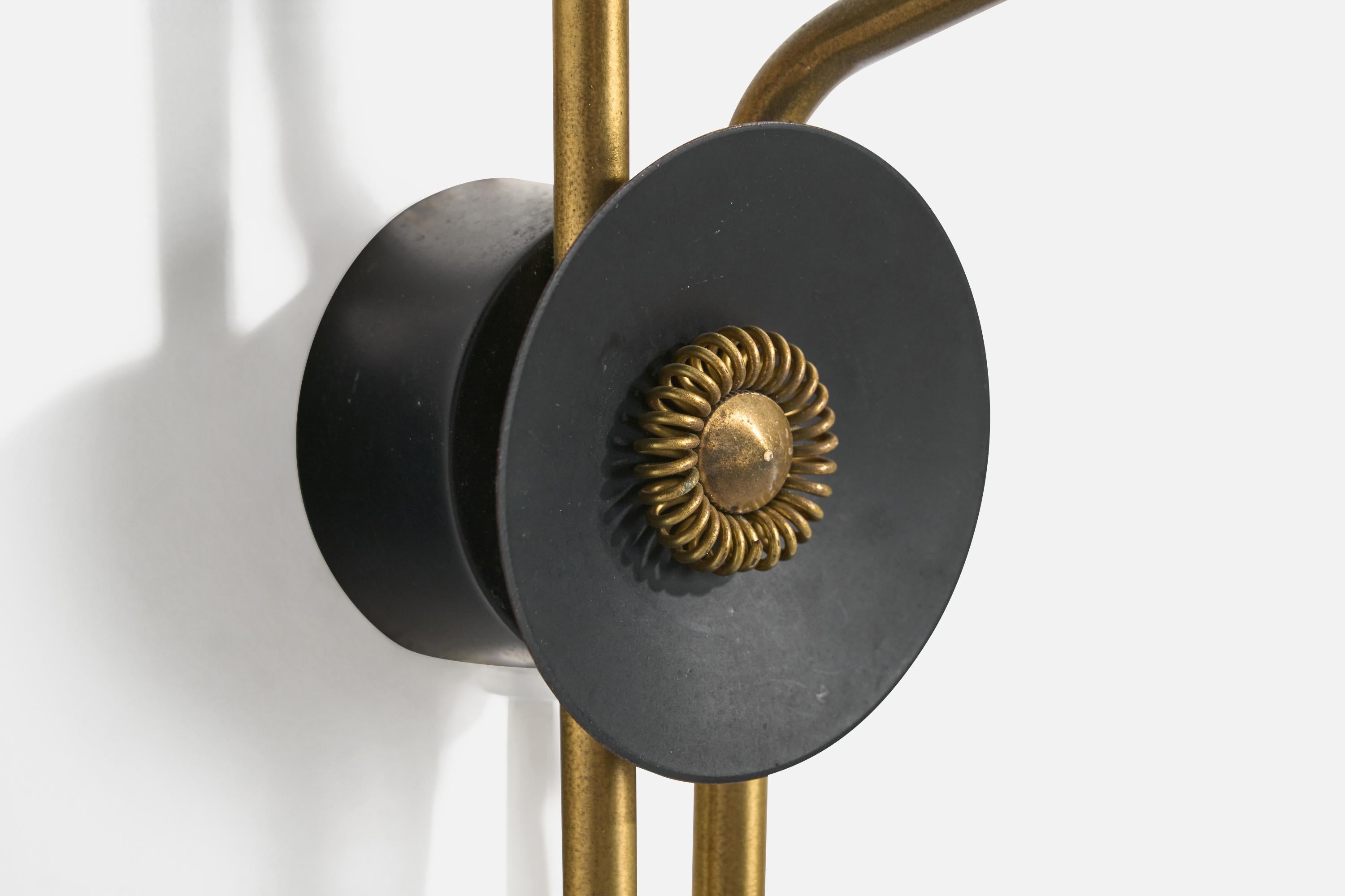 Swedish Designer, Wall Light, Brass, Metal, Fabric, Sweden, 1960s For Sale 3