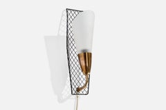Swedish Designer, Wall Light, Brass, Metal, Glass, Sweden, 1950s