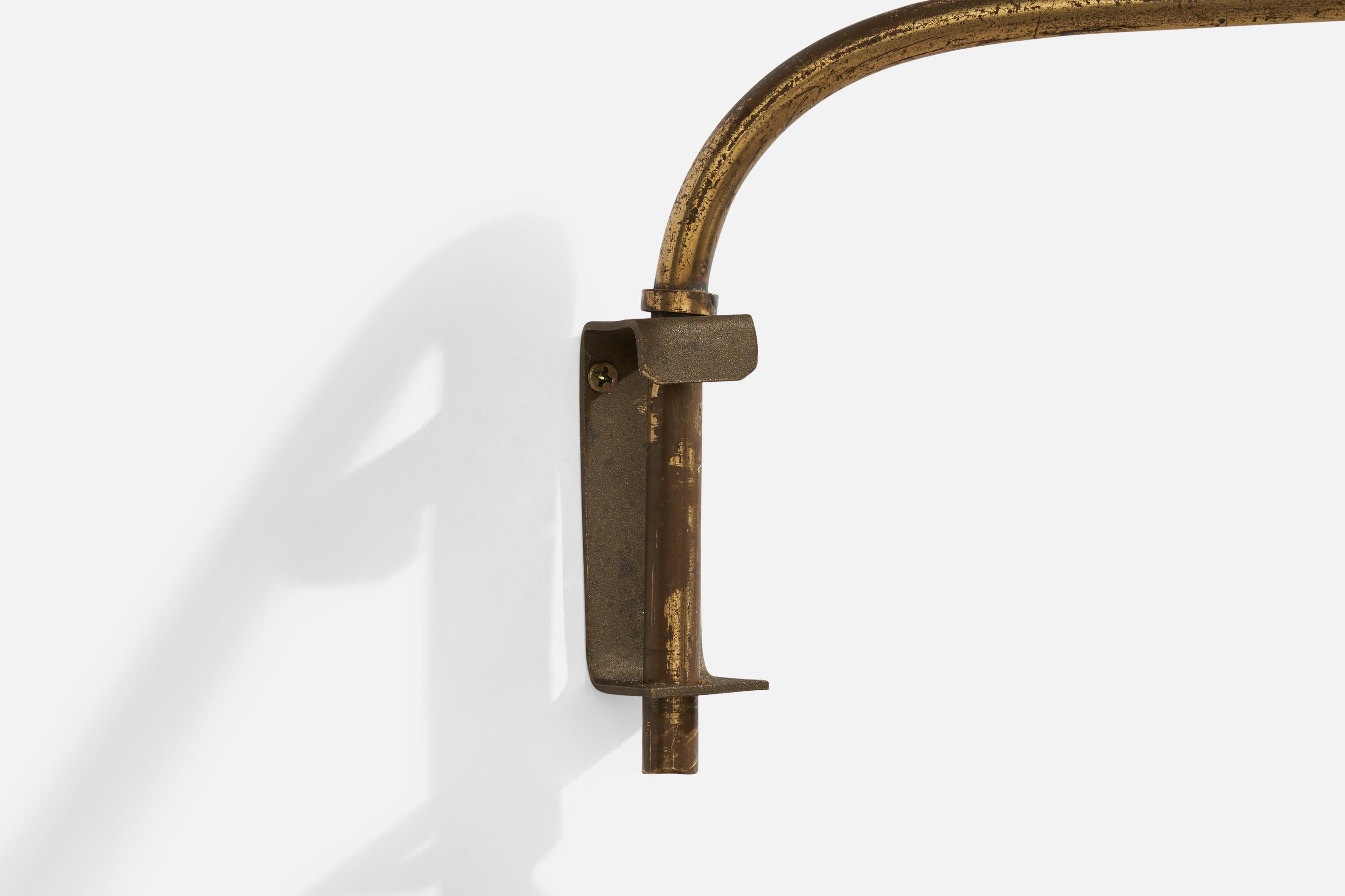 Mid-20th Century Swedish Designer, Wall Light, Brass, Metal, Sweden, 1930s For Sale