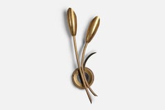 Swedish Designer, Wall Light, Brass, Metal, Sweden, 1950s