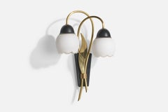 Swedish Designer, Wall Light, Brass, Metal, Sweden, 1950s