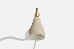 Swedish Designer, Wall Light, Brass, Metal, Sweden, 1950s