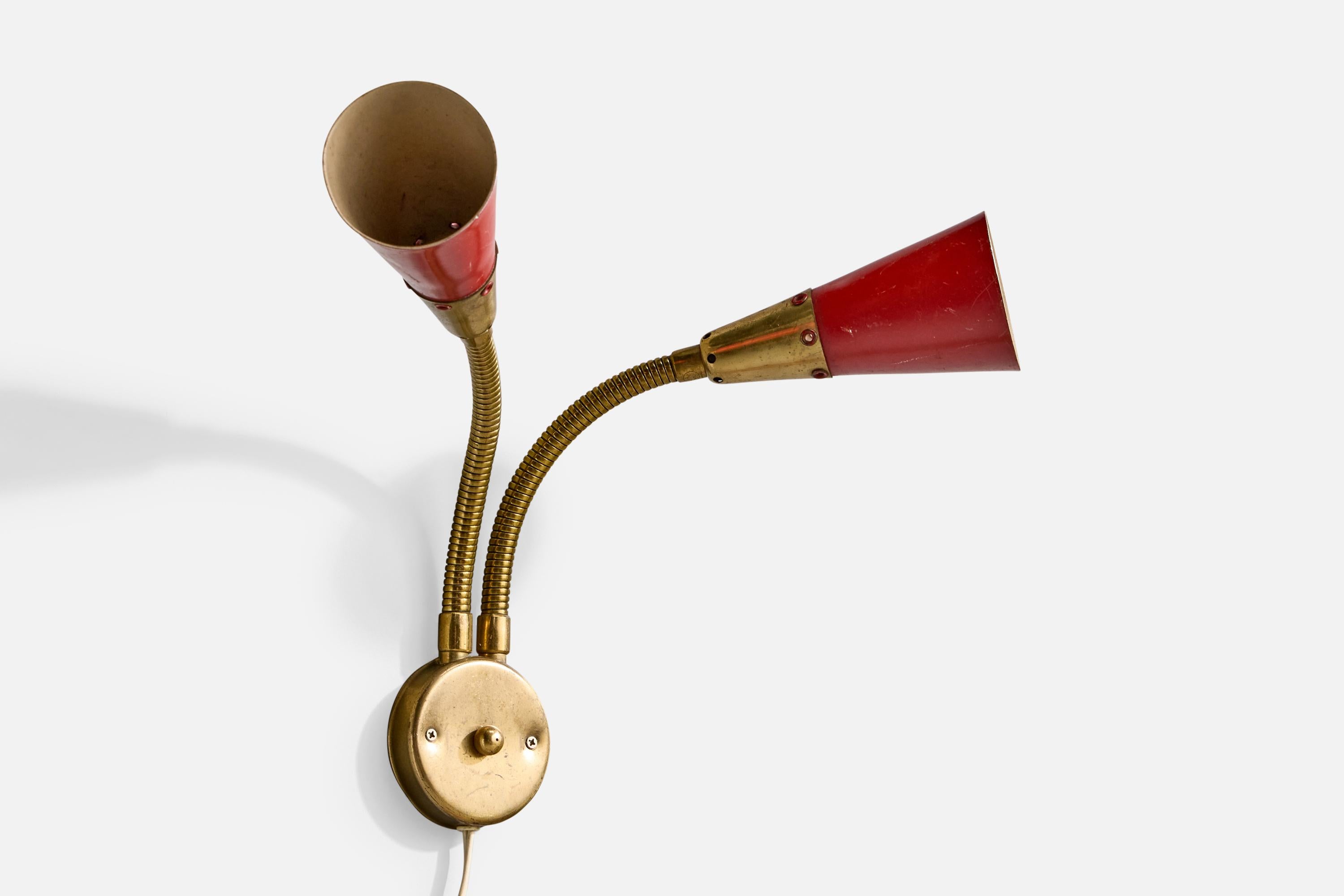 Mid-Century Modern Design suédois, applique murale, laiton, métal, Suède, années 1950 en vente