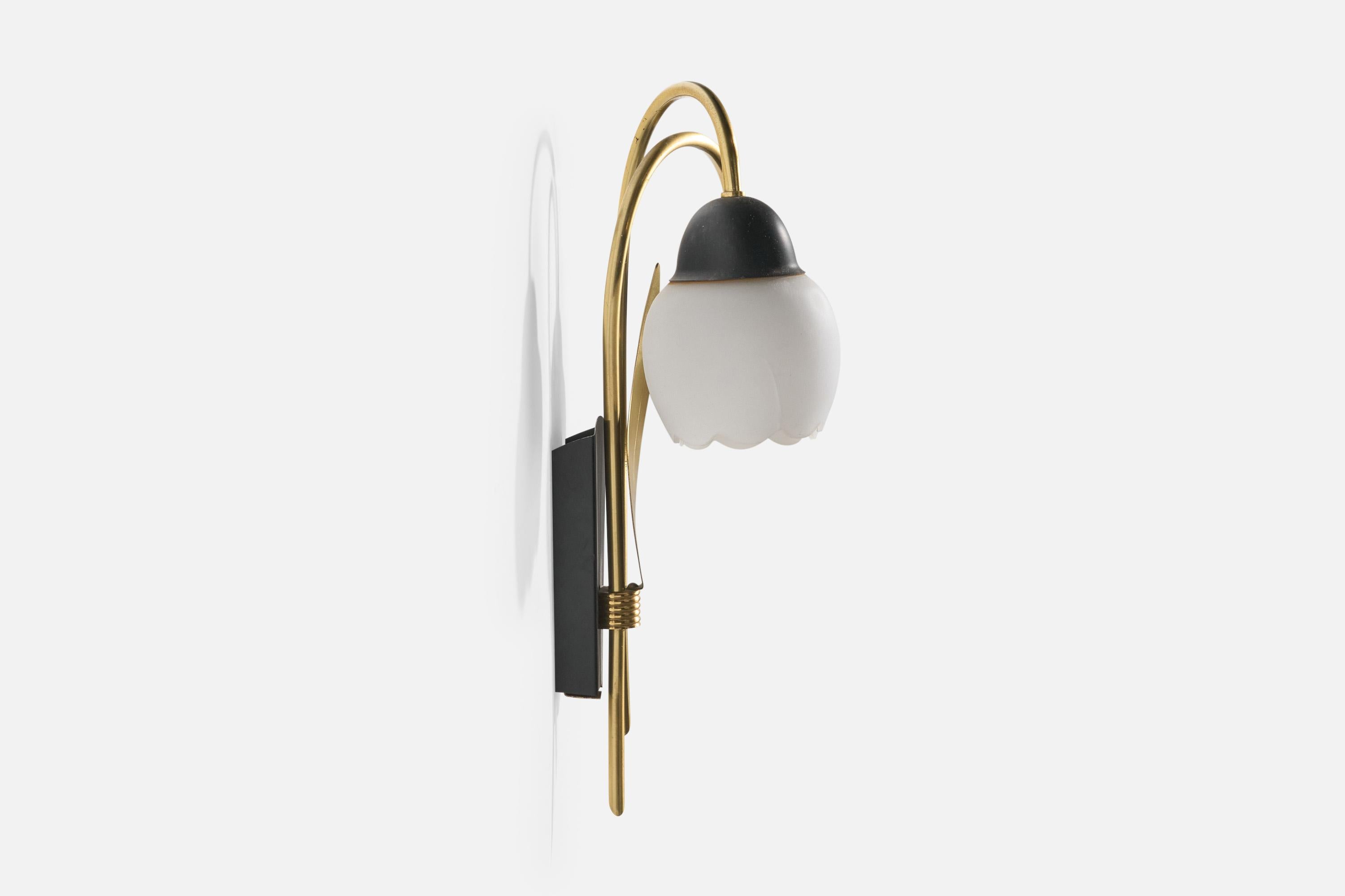 Mid-20th Century Swedish Designer, Wall Light, Brass, Metal, Sweden, 1950s For Sale