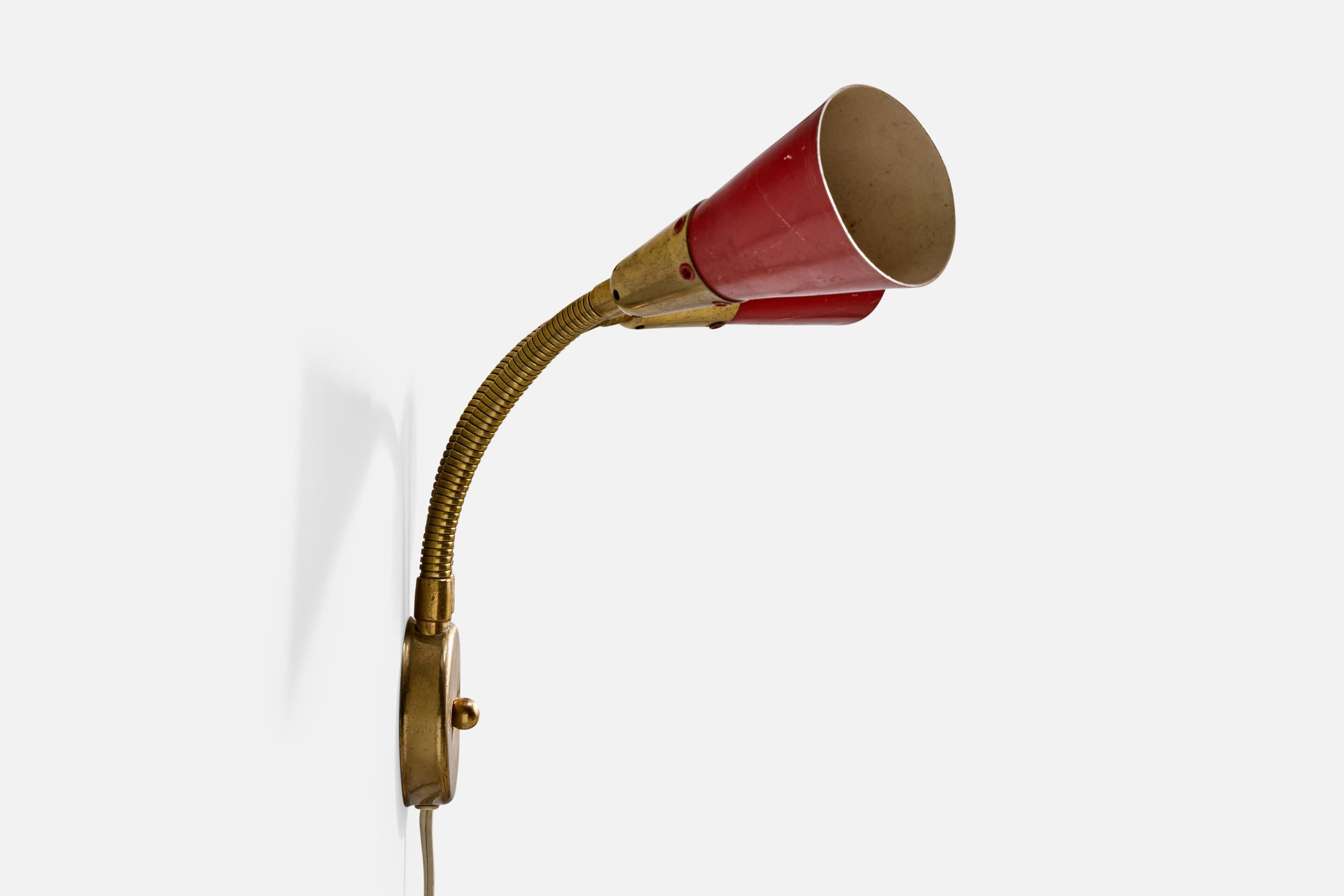 Suédois Design suédois, applique murale, laiton, métal, Suède, années 1950 en vente