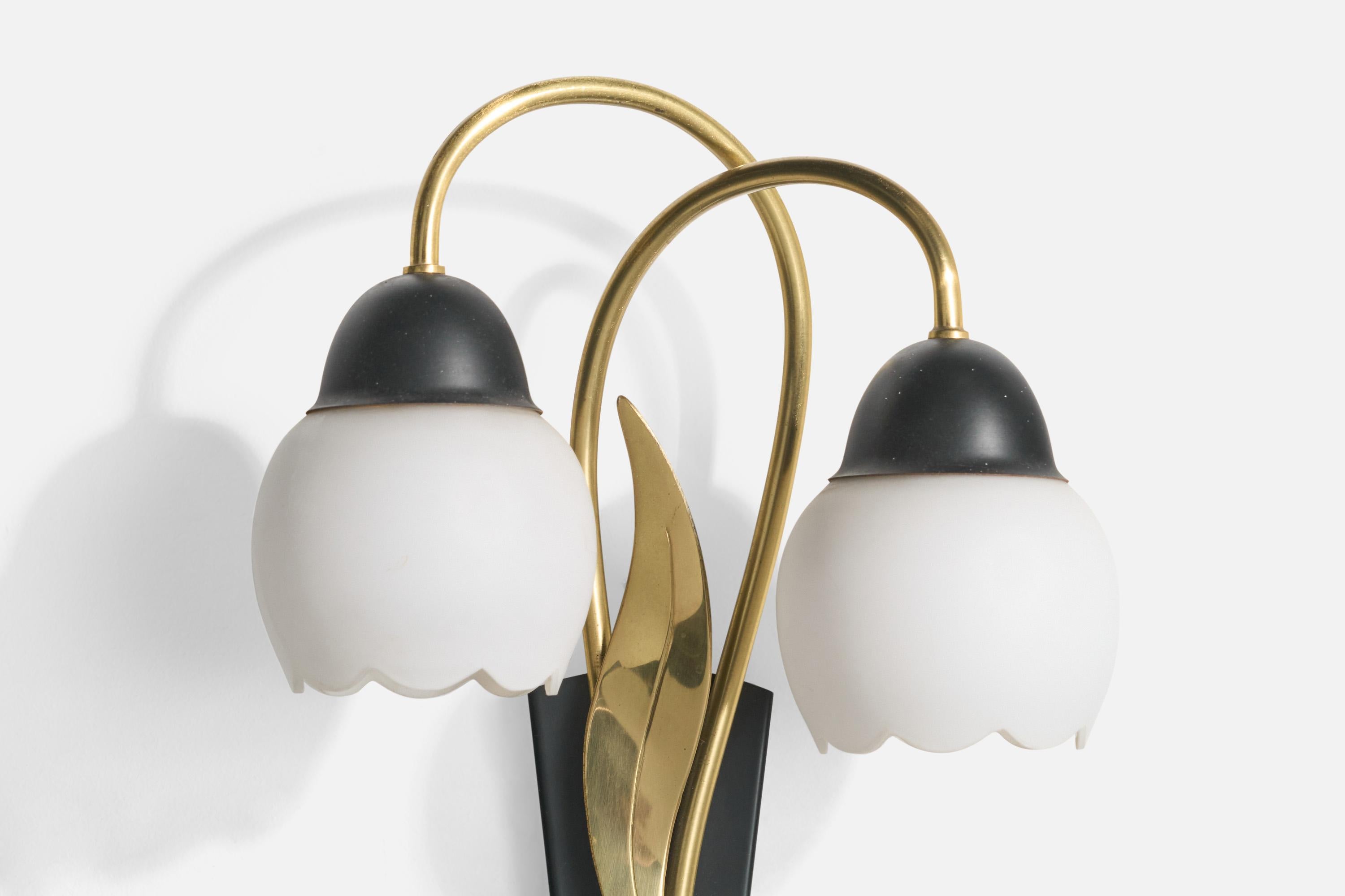 Swedish Designer, Wall Light, Brass, Metal, Sweden, 1950s For Sale 2