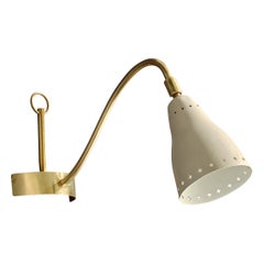 Swedish Designer, Wall Light, Brass, Metal, Sweden, 1950s