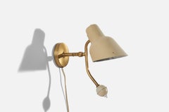 Swedish Designer, Wall Light, Brass, Metal, Sweden, c. 1950s