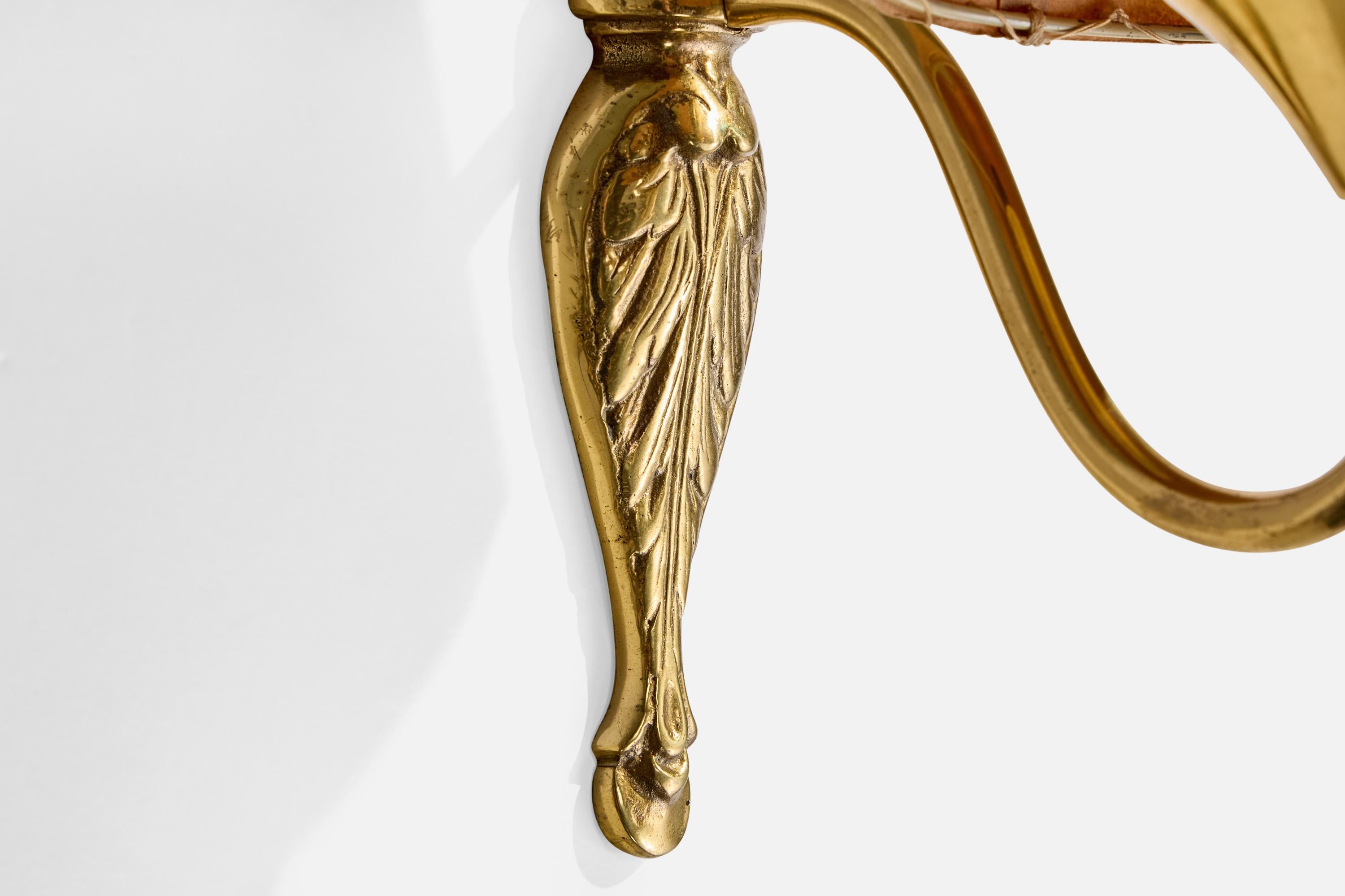 Schwedischer Designer, Wandleuchte, Messing, Papier, Schweden, ca. 1950er Jahre im Angebot 1