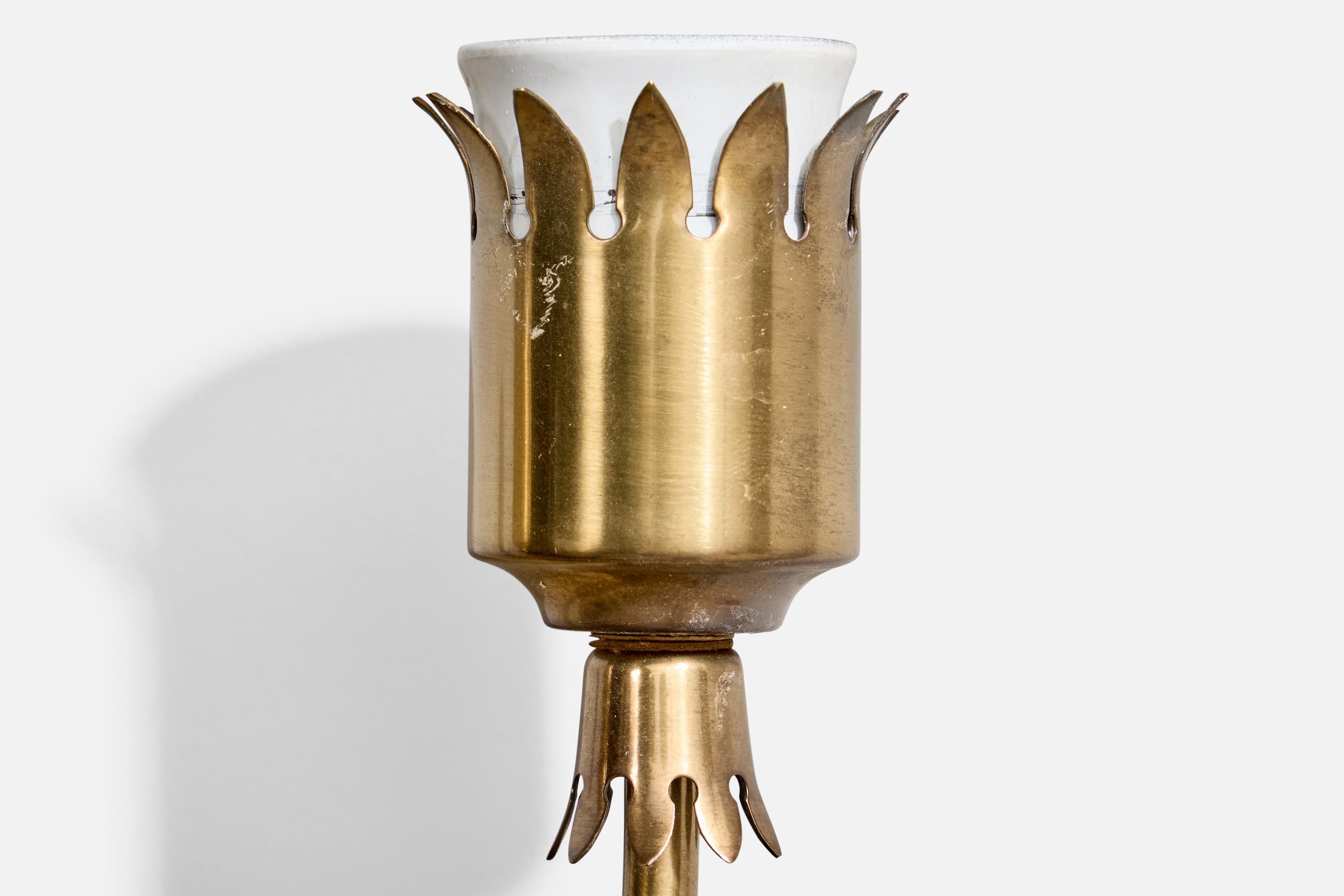 Schwedischer Designer, Wandleuchte, Messing, Pergament, Schweden, 1940er Jahre im Angebot 4