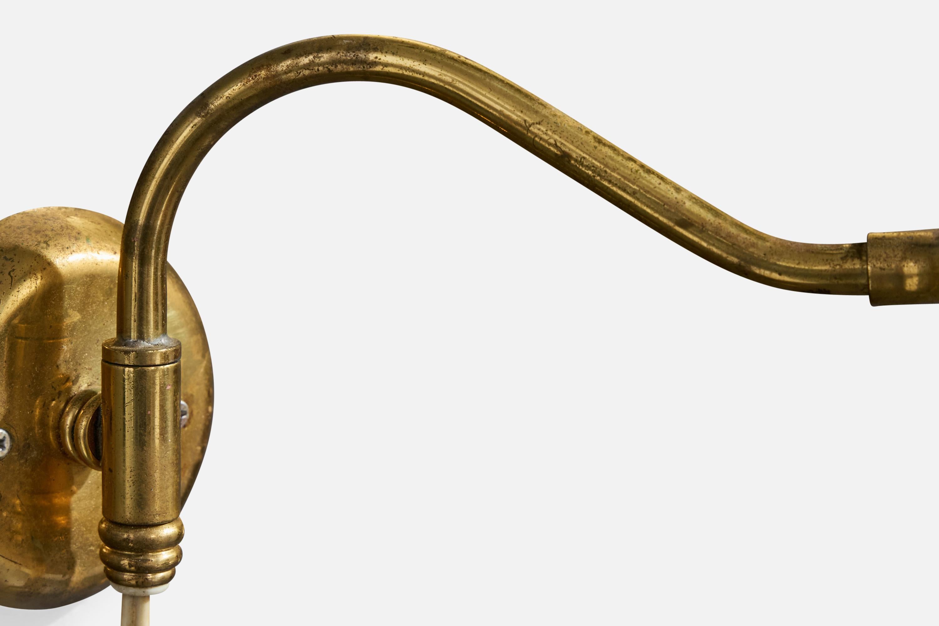 Swedish Designer, Wall Light, Brass, Rattan, Sweden, 1940s For Sale 2