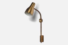 Swedish Designer, Wall Light, Brass, Sweden, 1940s