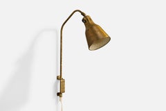 Swedish Designer, Wall Light, Brass, Sweden, 1940s