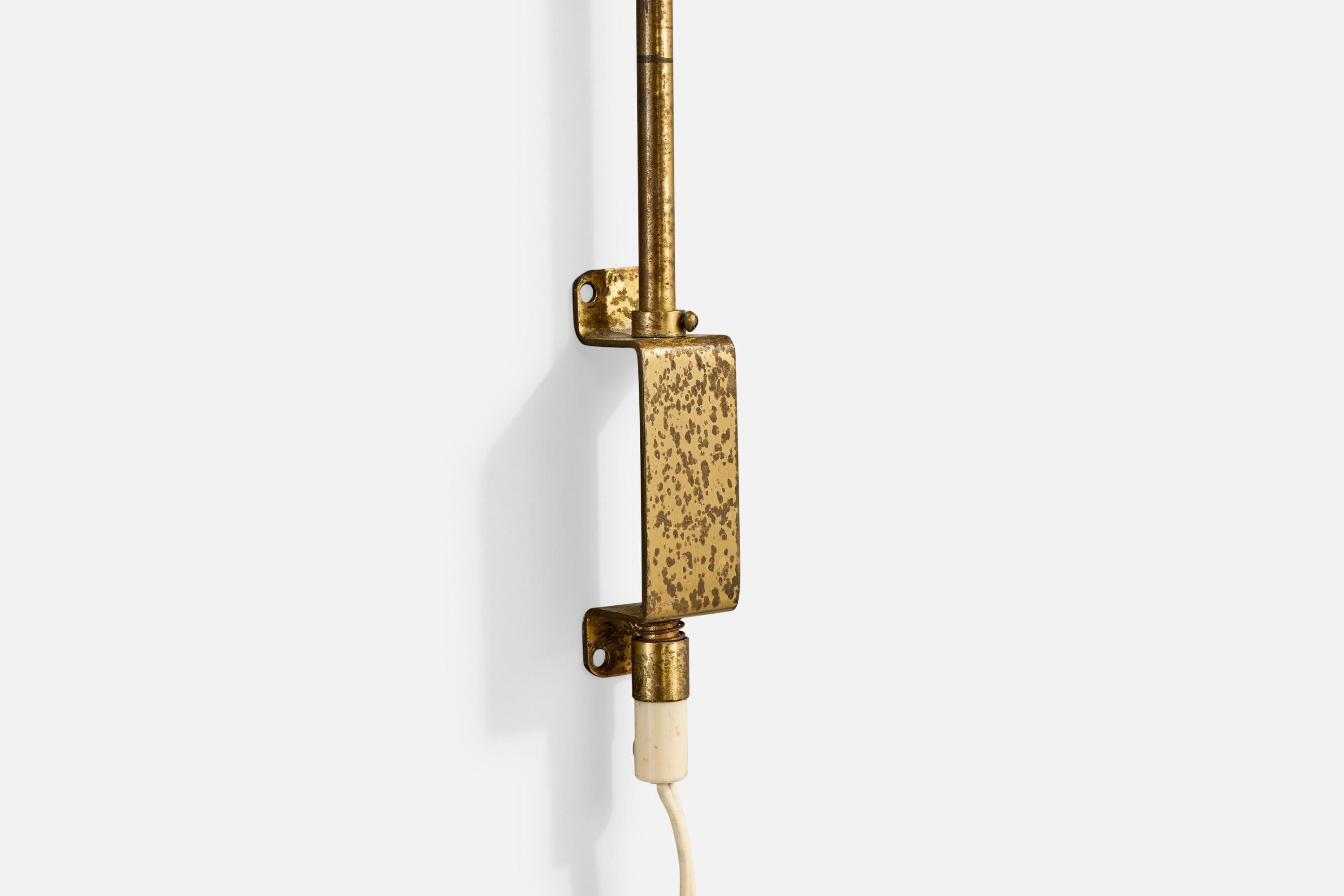 Mid-20th Century Swedish Designer, Wall Light, Brass, Sweden, 1940s For Sale