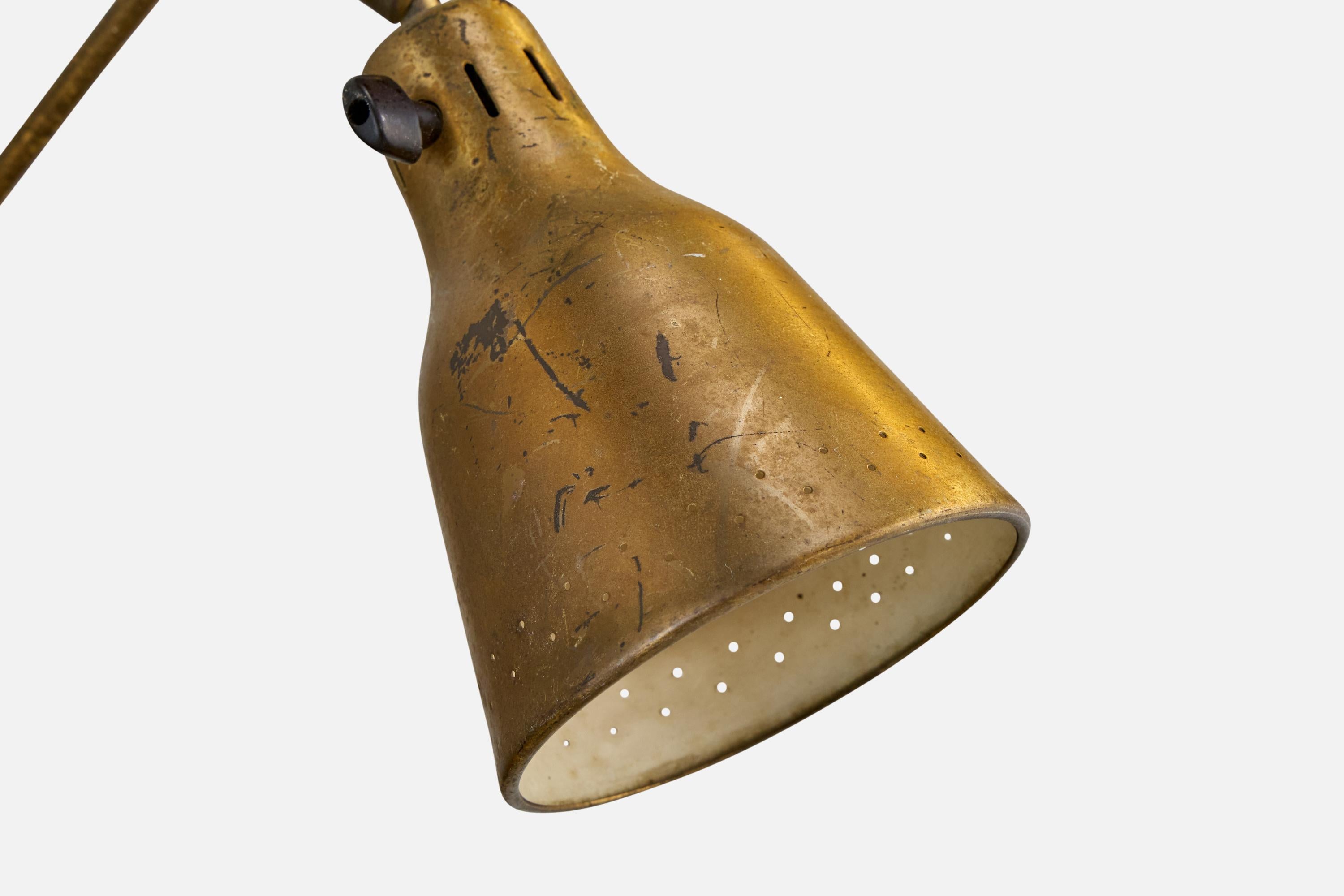 Swedish Designer, Wall Light, Brass, Sweden, 1940s For Sale 3